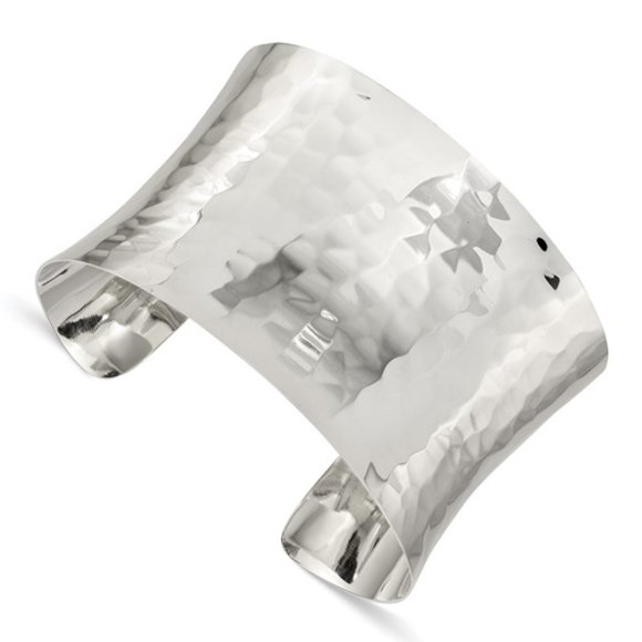Sterling Silver Hammered cuff Bangle Bracelet